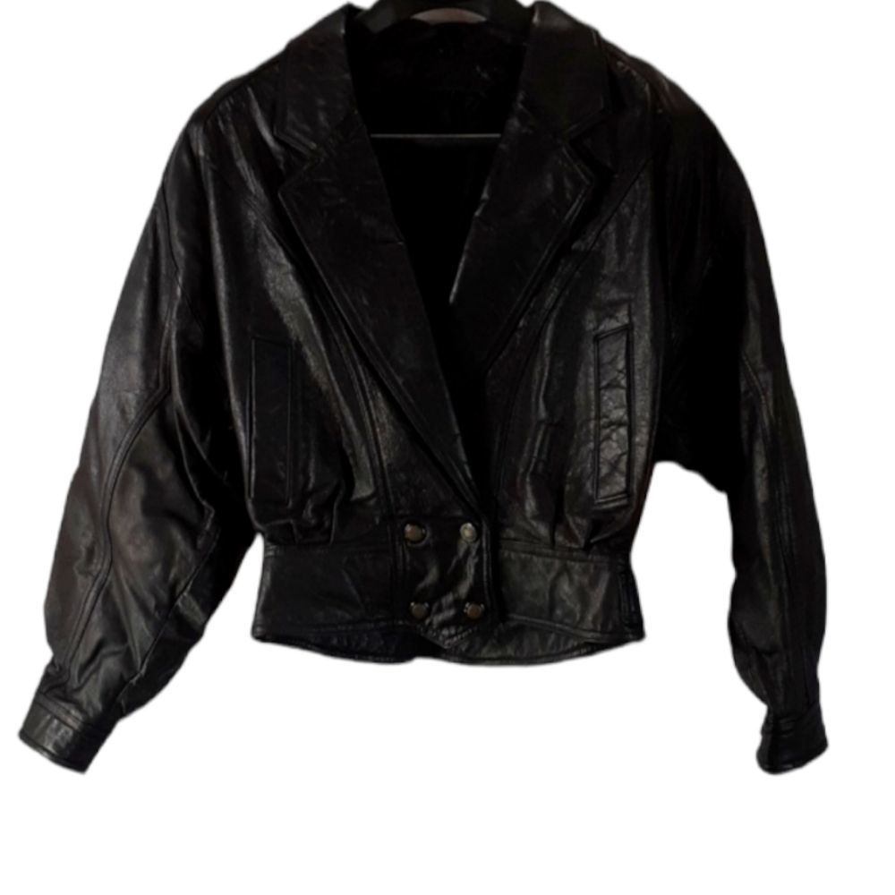Leather size medium women's moto jacket Preowned vintage no brand tag x